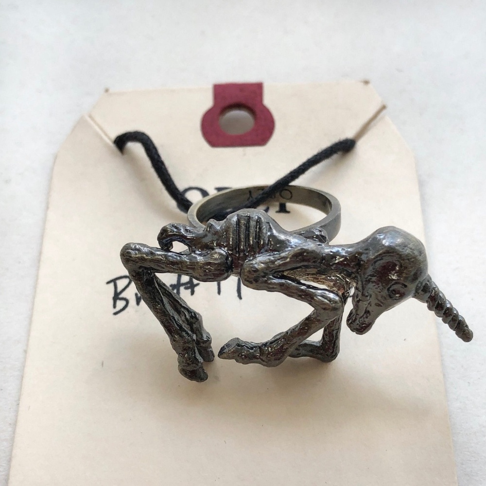 Obey Jewelry Unicorpse Ring Antique Silver Size 6